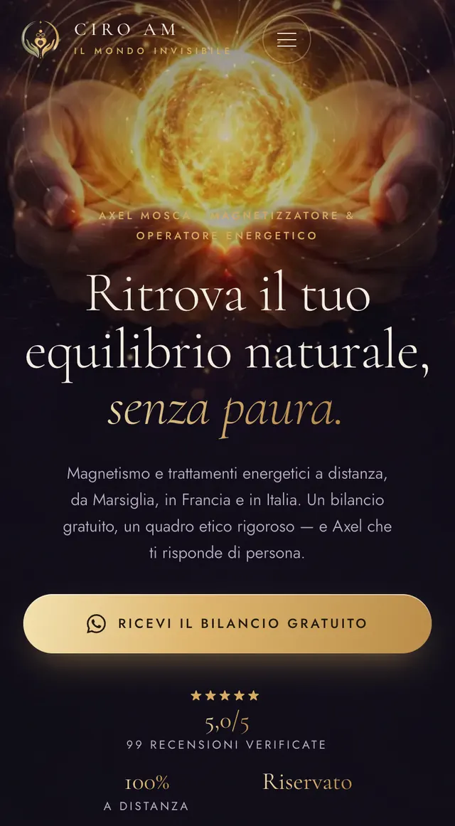 La home page di ciroam.com su uno smartphone